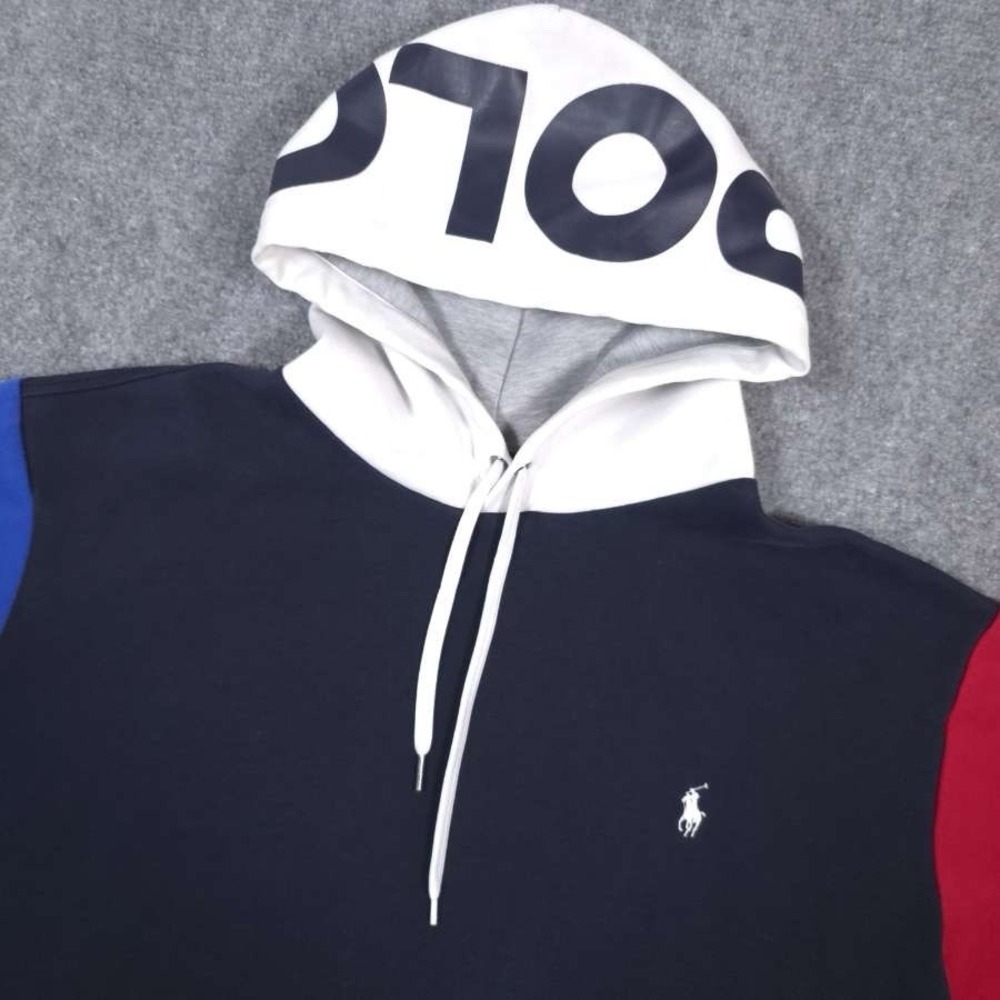Polo Ralph Lauren Double Knit Tech Hoodie Mens LT Colorblock Pullover Spellout